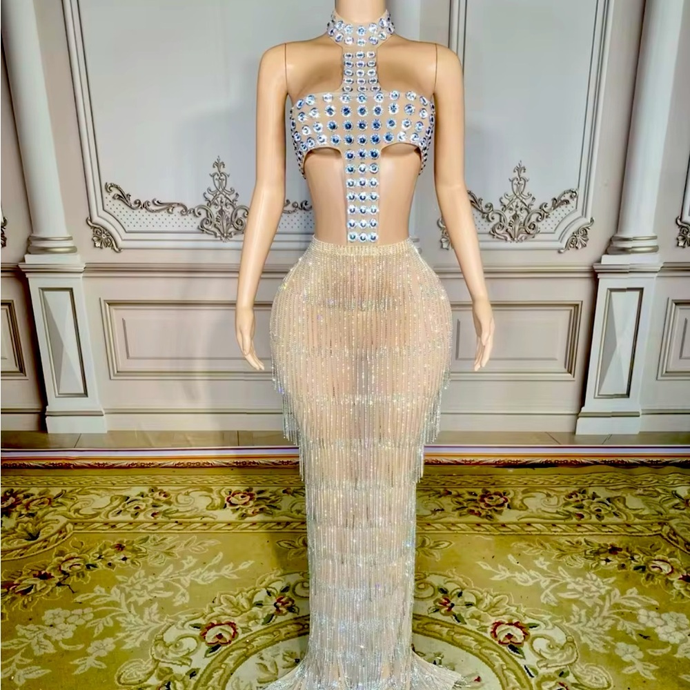 Custom rhinestones dress